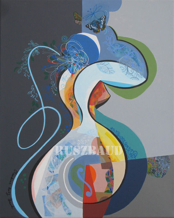 Pittura intitolato "S'envoler comme un…" da Claudine Rusz Baud, Opera d'arte originale, Acrilico