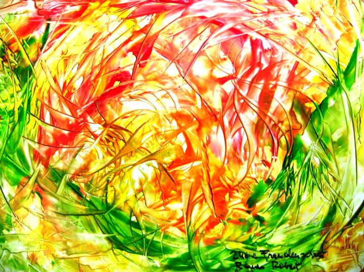 Painting titled "240e Freudenschrei.…" by Robert Bauer, Original Artwork, Encaustic