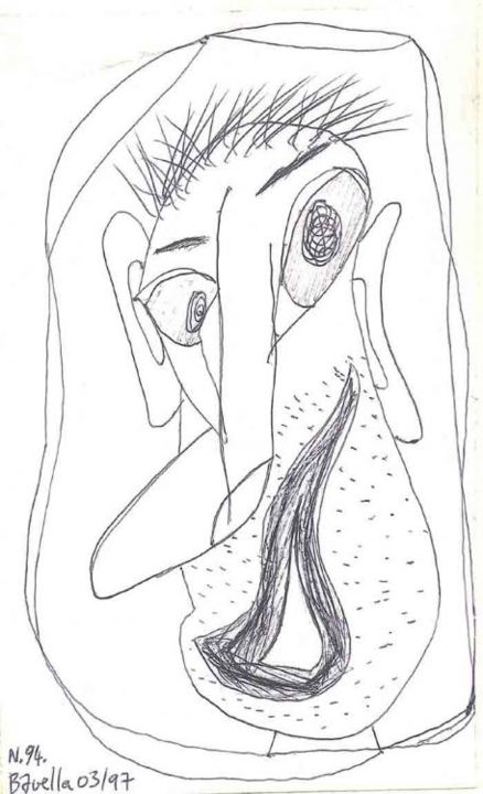 Disegno intitolato "Dessin automatique…" da Laurent Bavella, Opera d'arte originale