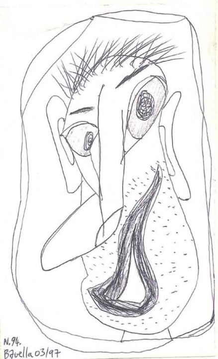 Dessin automatique no 94 - stylo bille noir - Drawing ©1997 by Laurent Bavella -