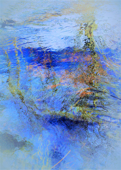 Photographie intitulée "Stream Abstract" par Bavosi Photoart, Œuvre d'art originale, Photographie manipulée