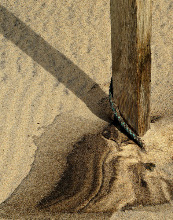 Photography titled "Rope Wood and Sand" by Bavosi Photoart, Original Artwork, Digital Photography