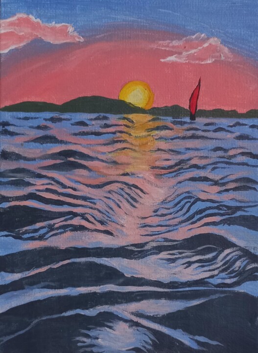 Malerei mit dem Titel "Sunset Over Kiyevs…" von Bayan Mahdi, Original-Kunstwerk, Acryl