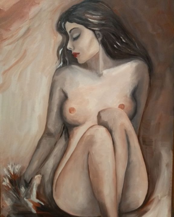 Malerei mit dem Titel "Modelo" von Helena Bazacas, Original-Kunstwerk