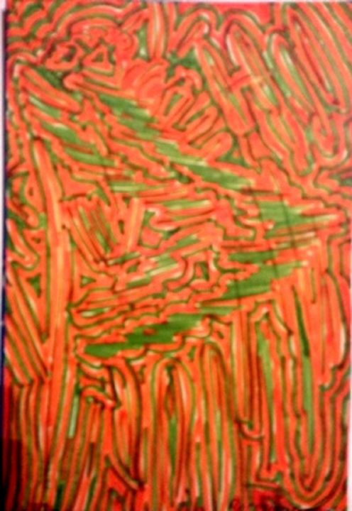 Dessin intitulée "Orangevert charabia…" par Rose Mélicher, Œuvre d'art originale, Marqueur