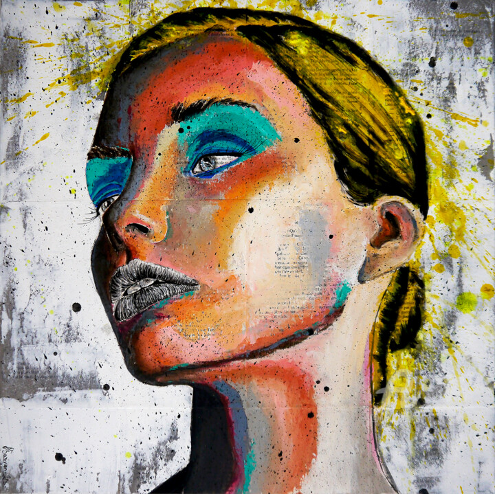 Painting titled "Portrait PS 222 Ove…" by Bazévian Delacapucinière, Original Artwork, Oil