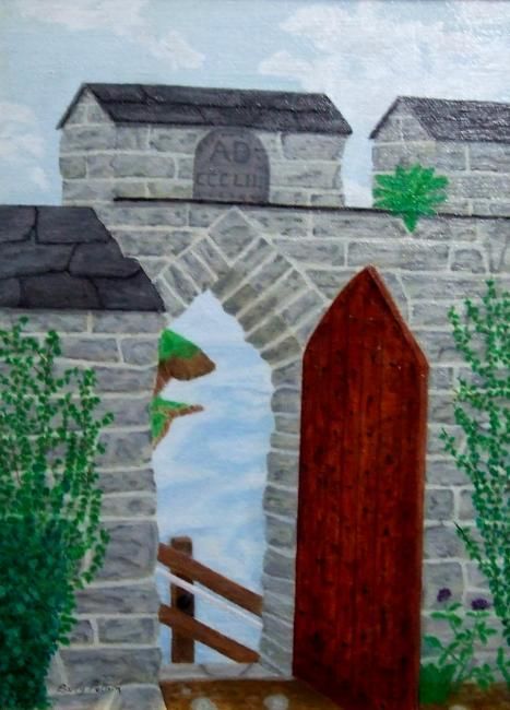 Schilderij getiteld "Tintagel Castle Cor…" door Baz Pollard, Origineel Kunstwerk