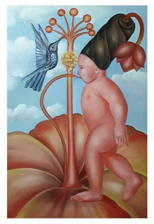 Painting titled "Mind and universe s…" by Balucharan Us, Original Art, Oil
