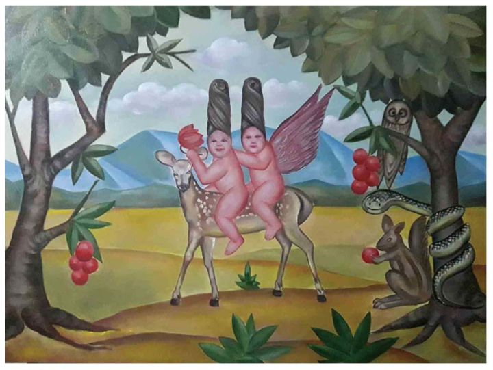Painting titled "Mind and universe s…" by Balucharan Us, Original Art, Oil