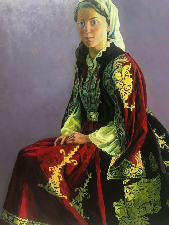 Painting titled "LADY A" by Bc, Original Artwork, Oil