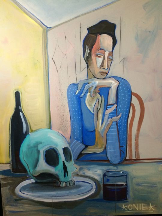 Peinture intitulée "repas frugal variat…" par Onie Jackson, Œuvre d'art originale, Acrylique