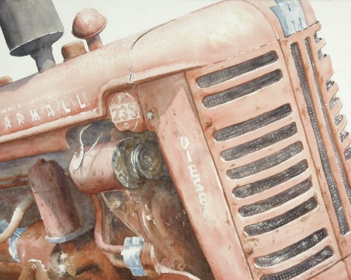 Painting titled "Farmall 235 D" by Bernard Camborde, Original Artwork, Watercolor