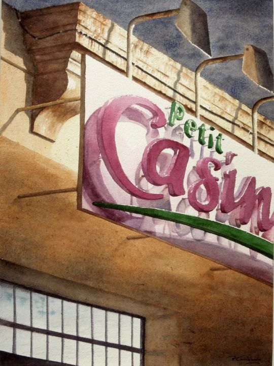 Malerei mit dem Titel "Petit casino" von Bernard Camborde, Original-Kunstwerk, Aquarell