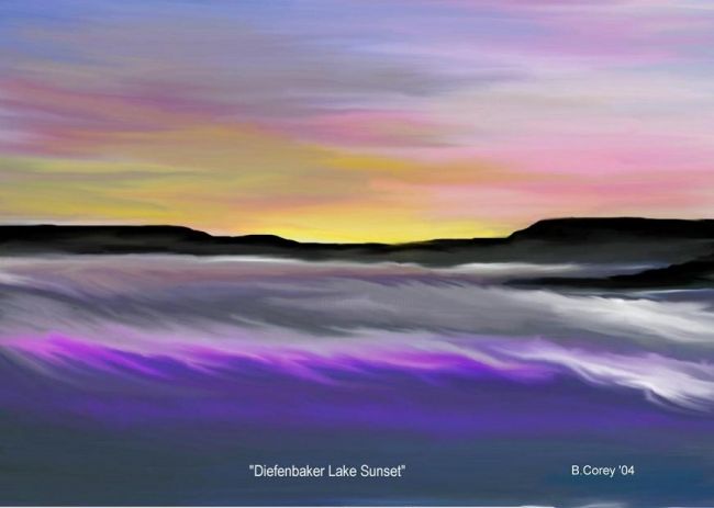 Painting titled "Diefenbaker Lake Su…" by B.Corey, Original Artwork
