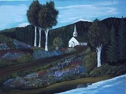 Painting titled "L'il Church in the…" by B.Corey, Original Artwork