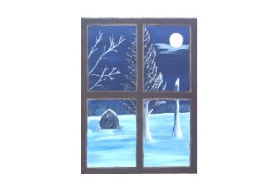 Painting titled "Winter Window" by B.Corey, Original Artwork