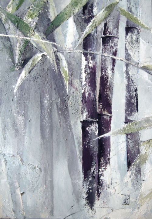 Картина под названием "Forêt de Bambou rou…" - Eaujoyeuse, Подлинное произведение искусства, Акрил