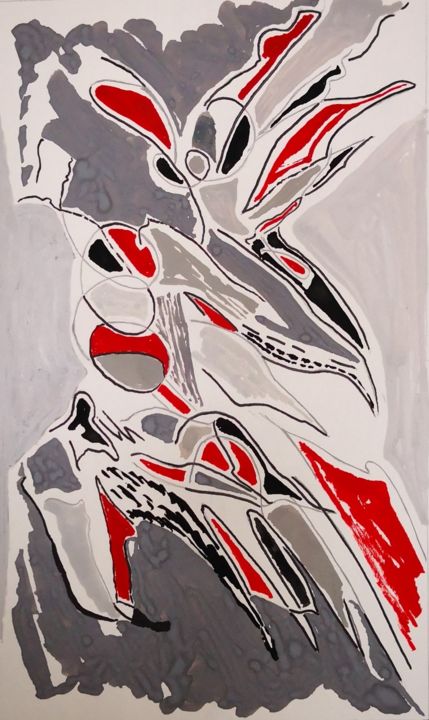 Картина под названием "REFLET 11" - Béatrice De Sayve, Подлинное произведение искусства, Гуашь
