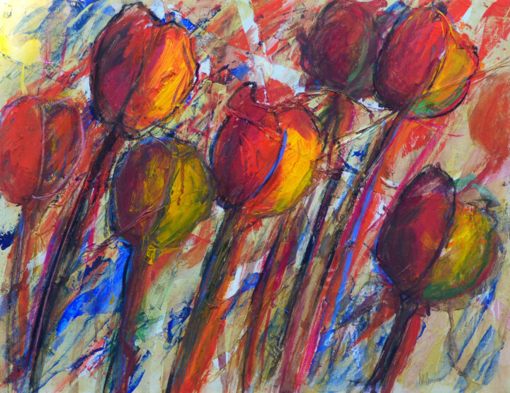 Pintura intitulada "Fleurs ou arbres 3" por Bernard Des Roseaux, Obras de arte originais, Acrílico