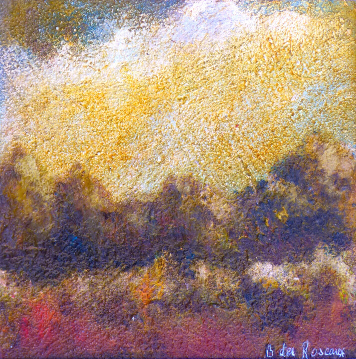 Painting titled "Paysage imaginaire…" by Bernard Des Roseaux, Original Artwork, Oil Mounted on Wood Panel