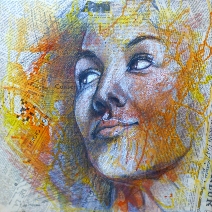 Peinture intitulée "EMMA1" par Bernard Des Roseaux, Œuvre d'art originale, Encre