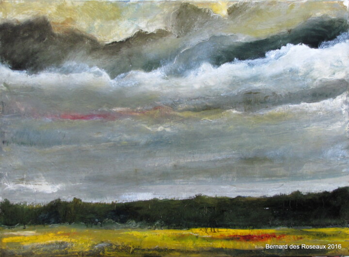 Painting titled "Orage d'automne sur…" by Bernard Des Roseaux, Original Artwork, Oil