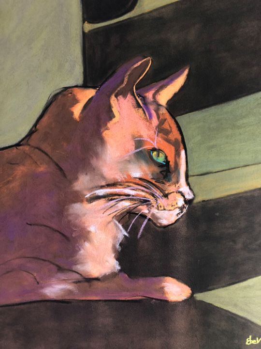 Dessin intitulée "Chat 3" par Beatrice Pineau De Viennay, Œuvre d'art originale, Pastel