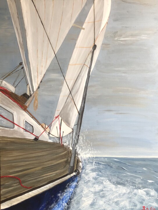 Картина под названием "En mer 2" - Benedicte De Crépy Dubarry, Подлинное произведение искусства, Акрил