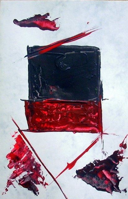 Peinture intitulée "rouge et noir" par Bdum, Œuvre d'art originale
