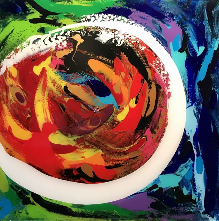 Painting titled "Open mind ~ 100 X 1…" by Be-Me-L By Kristin Bemelmans, Original Art, Acrylic Mounted on Aluminium