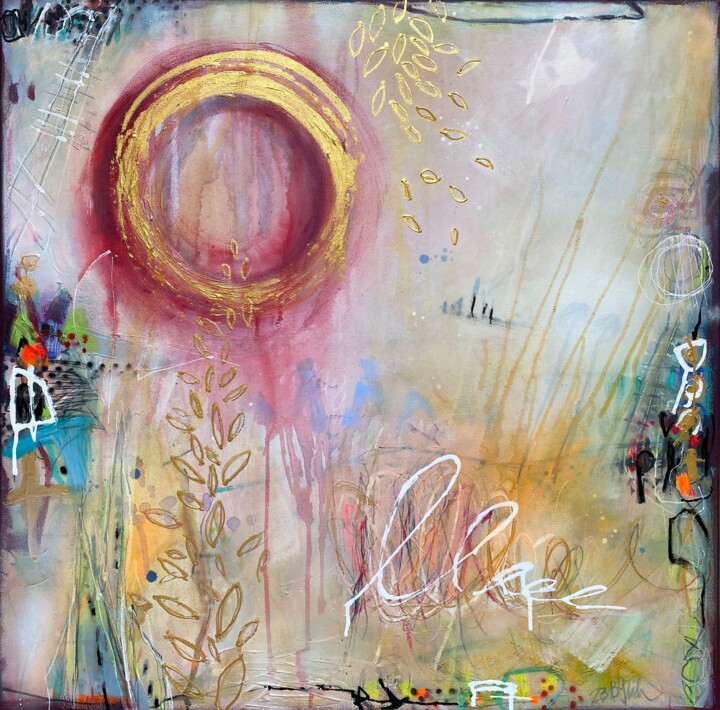 Painting titled "Home Is Paradise No…" by Bea Schubert, Original Artwork, Acrylic Mounted on Wood Stretcher frame