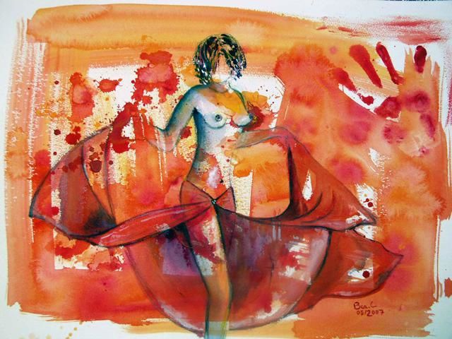 Peinture intitulée "La danseuse au paréo" par Béatrice Cassar, Œuvre d'art originale, Huile