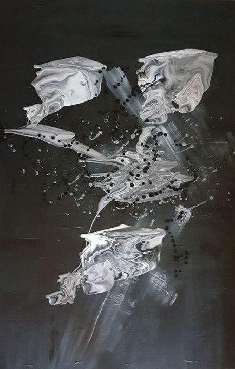 Картина под названием "NOIR ET BLANC PARTI…" - Beata Dautrey, Подлинное произведение искусства, Акрил