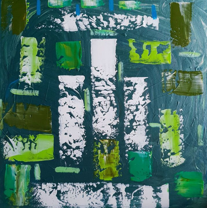 Malerei mit dem Titel "VERT tableau abstra…" von Beata Dautrey, Original-Kunstwerk, Acryl