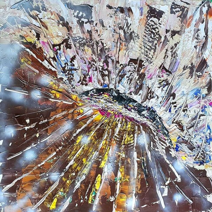 Peinture intitulée "UNIVERS JOUR NUIT a…" par Beata Dautrey, Œuvre d'art originale, Acrylique