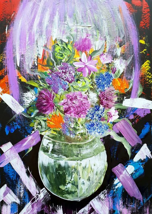 Malarstwo zatytułowany „VIOLETTE art acryli…” autorstwa Beata Dautrey, Oryginalna praca, Akryl