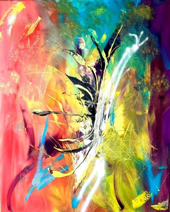 Pintura intitulada "couleurs art abstra…" por Beata Dautrey, Obras de arte originais, Acrílico