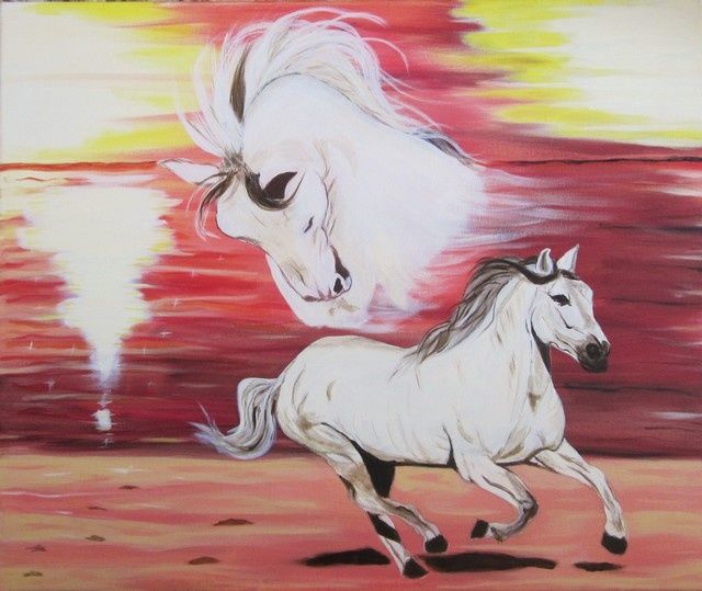Painting titled "esprit cheval" by Beam, Original Artwork