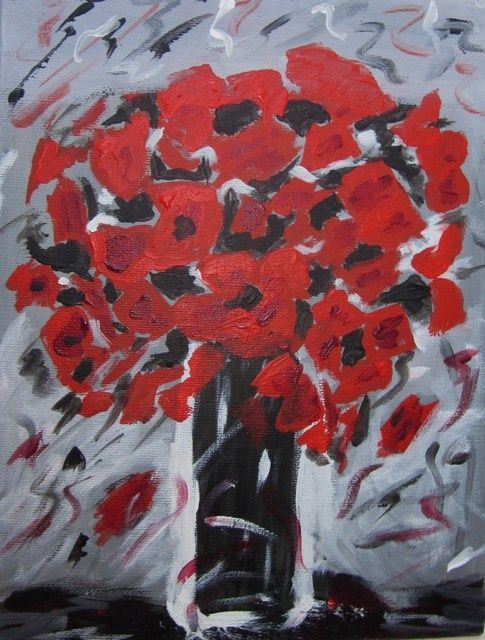 Painting titled "Bouquet coquelicots" by Beam, Original Artwork