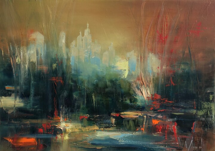 Peinture intitulée "Autumn in the City" par Beata Belanszky-Demko, Œuvre d'art originale, Huile