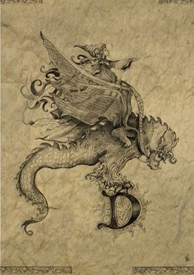 Collages intitulée "dragon - fille" par Beata Nowakowska-Kiwior, Œuvre d'art originale