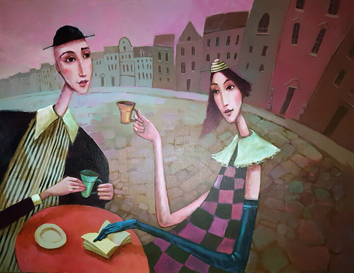 Malerei mit dem Titel "Ordinary afternoon" von Beata Wrzesinska, Original-Kunstwerk, Öl