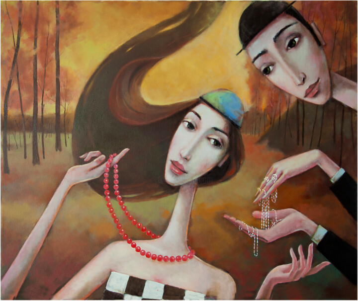 Painting titled "Offer" by Beata Wrzesinska, Original Artwork, Oil