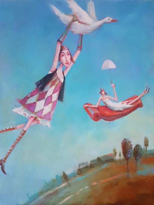 Painting titled "Departures" by Beata Wrzesinska, Original Artwork, Oil