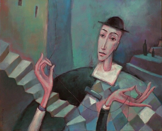 Painting titled "Enigma" by Beata Wrzesinska, Original Artwork, Oil
