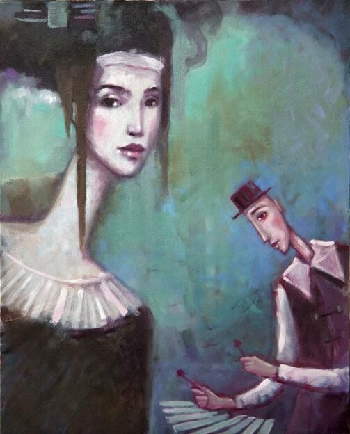 Painting titled "Busker" by Beata Wrzesinska, Original Artwork, Oil