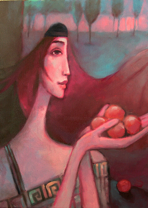 「Mandarines」というタイトルの絵画 Beata Wrzesinskaによって, オリジナルのアートワーク, オイル