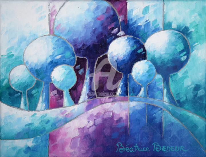 Pintura titulada "Reves bleu" por Béatrice Bedeur, Obra de arte original, Oleo