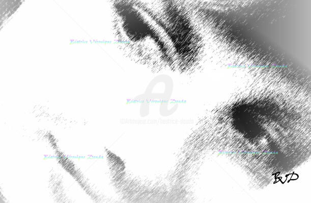 Digitale Kunst mit dem Titel "Audrey Hepburn "Rêv…" von Béatrice Véronique Douda, Original-Kunstwerk, Digitale Malerei Auf K…