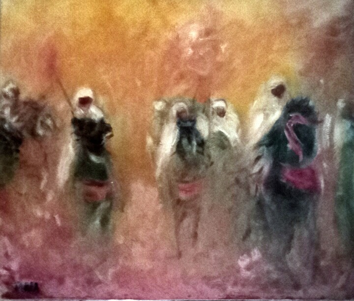 Peinture intitulée "feu et poussiére" par Béatrice Farge, Œuvre d'art originale, Huile